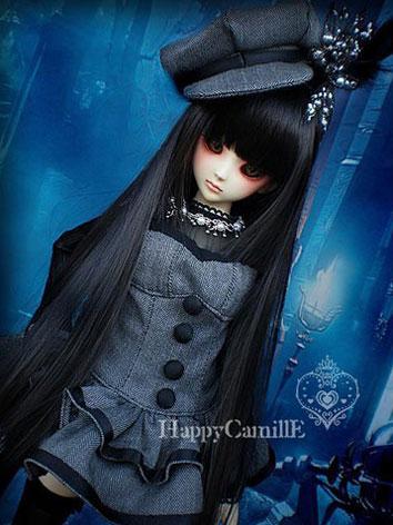 MSDサイズ人形用ウィッグ 黒色 長髪 ストレート