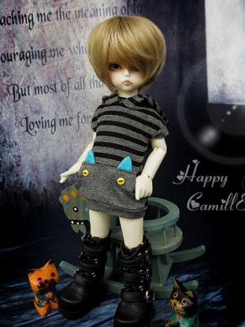 ドール服 幼SDサイズ人形用 黒灰色ワンピース