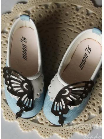 ドール靴 1/3サイズ人形用お靴 ブルー色 シルバー蝶