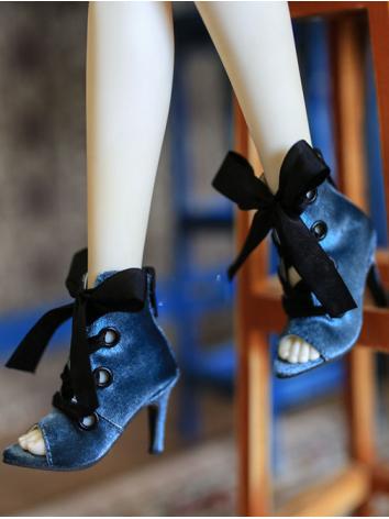 ドール靴 SD16サイズ人形用 ワインレッド/ブラック...