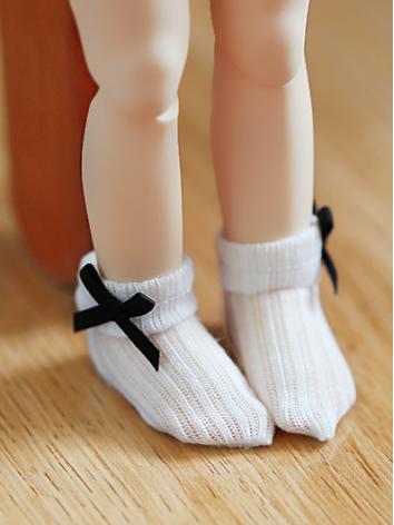 ドール靴下 SD/MSDサイズ人形用 ホワイト/ブラッ...