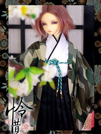 BJD ドール用衣装 着物 SD13サイズ人形用 男用 緑色/灰色