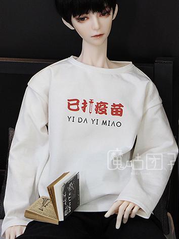 BJDドール用Tシャツ ホワイト MSD/SD/SD16/SD17/70cm/70cm+サイズ人形用