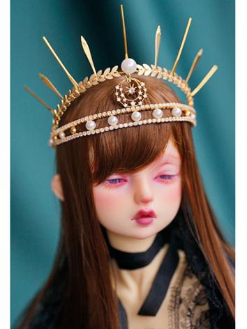 BJDドール用 飾り物 手つくり クラウン 王冠 カチューシャ ゴールド SDサイズ人形用