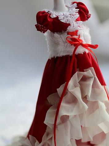 BJDドール用 洋服セット クリスマス風 レッド YOSD/MSD/SDサイズ 女の子用 球体関節人形用