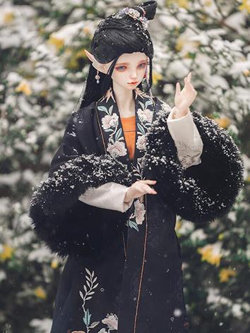 BJD ドール用 古代風冬コート【乌金曜】刺繍 女の子用 SDサイズ人形用