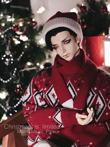 BJD ドール用 セーター クリスマス風 レッド/ホワイト 65cm/70cm/ID75/HIDサイズ人形用