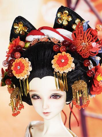 BJD ドール用 髪飾り 和風 飾り物 小物 SD/70cmサイズ人形通用【融雪牡丹B】