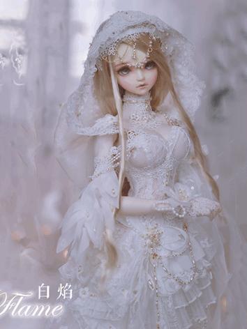 球体関節人形用ドレス 【白焰】ホワイト SDサイズ人形用