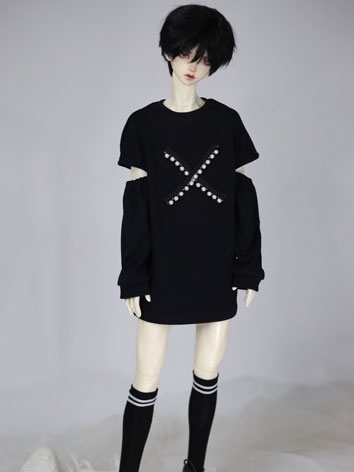 BJDドール用 Ｔシャツ ブラック ホワイト POPO68/SD10女の子/Loongsoul73cmサイズ人形用A452