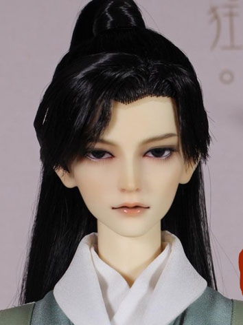 中華風定型ウィッグ 「山河令」周子舒 ブラック 小顔SDサイズ人形用 富士額 BJDドール用　Dollwig