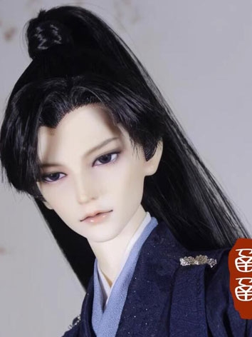 中華風定型ウィッグ ブラック 小顔SDサイズ人形用 富士額 BJDドール用　Dollwig