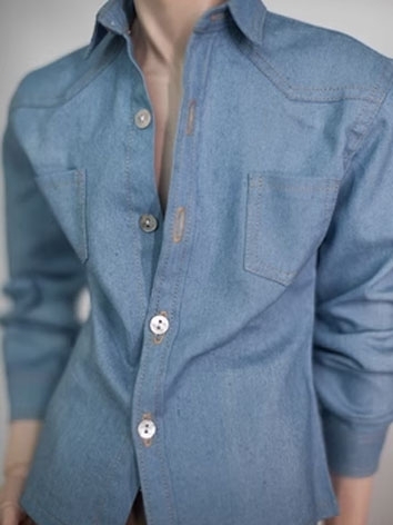 ドール用服 シャツ ブルー 男子用 SD17/70cm/ID72/EID/soomID75/75cm筋肉ありサイズ人形用