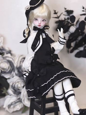 ドール用服 ワンピースセット 白黒 MSD/kumakoサイズ人形用