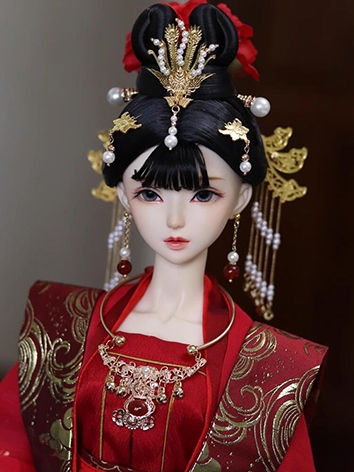 ドール用髪飾りセット 結婚式用 赤色 古装用 飾り物 小物 SD/70cmサイズ人形通用 BJD