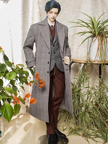ドール用服 コート グレー スーツ衣装 男の子用 YC76/soomID75/75cm筋肉ありサイズ人形用