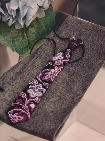 BJDドール用 ネクタイ ピンク花柄 68cm以上サイズ通用