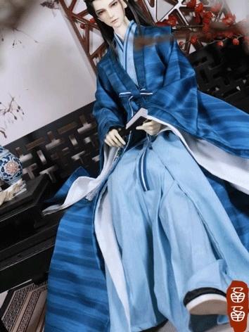 ドール用服 時代服 漢服 男性用 ブルー Loong Soul73サイズ人形用 BJD