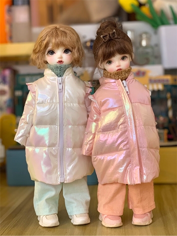 ドール用服 衣装セット ダウンジャケット ピンク/黄色/ホワイト MSD/YOSD/Kumakoサイズ人形用 BJDDOLL