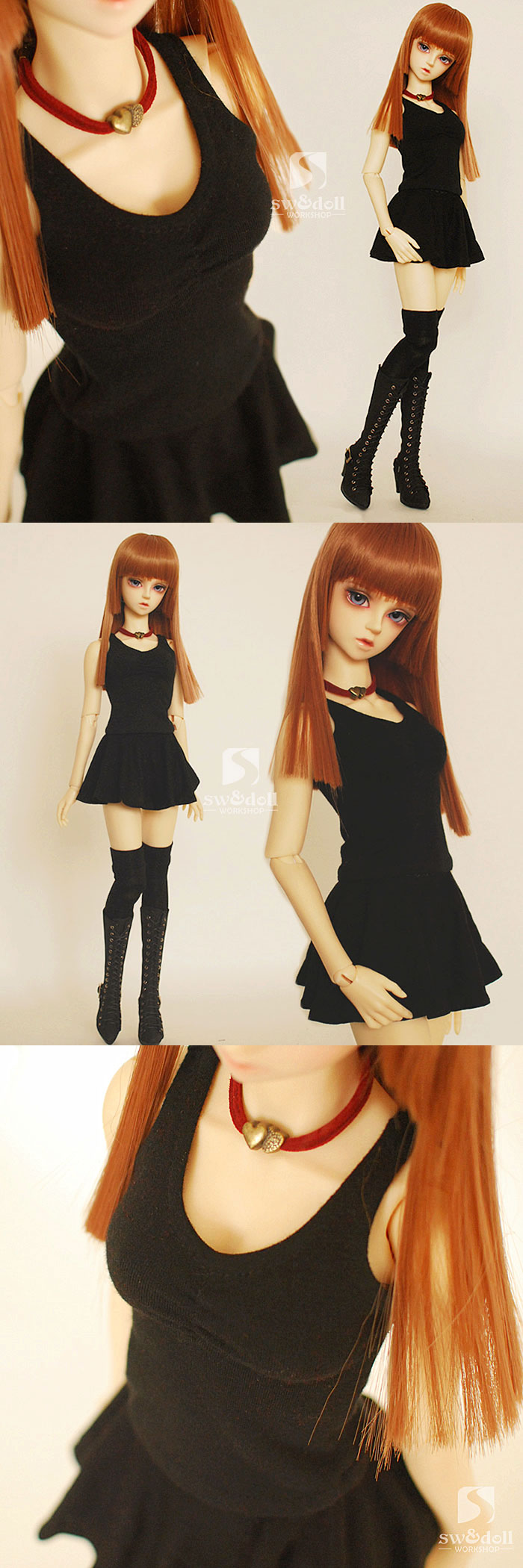 ドール服 SD/MSDサイズ人形用   黒色　スカート