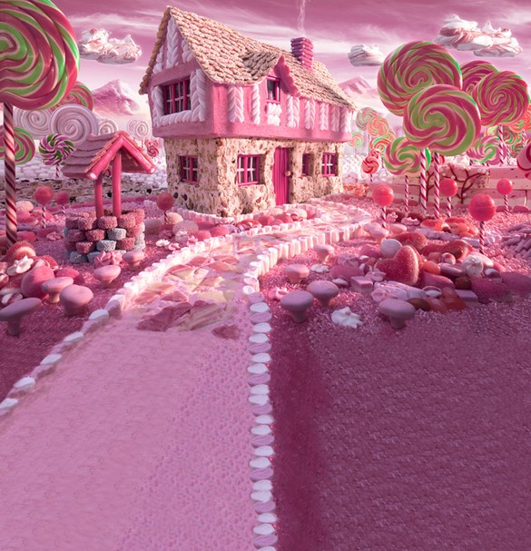 人形アイテム 人形用撮影背景の布　ピンク色の楽園　w016　