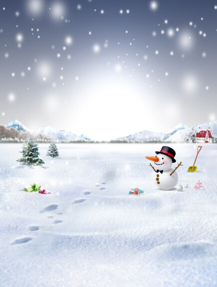人形アイテム 人形用撮影背景の幕　y5950　クリスマス　雪降り後