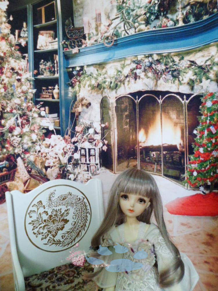 人形アイテム 人形用撮影背景の幕　y1471　クリスマス　花やさん
