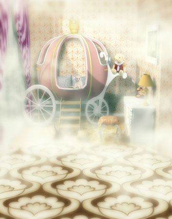 人形アイテム 人形用撮影背景の幕 y2767　カボチャの馬車の小屋