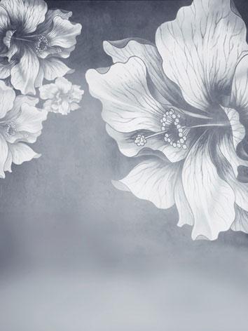 人形アイテム 人形用撮影背景の布 灰色の花　y1034