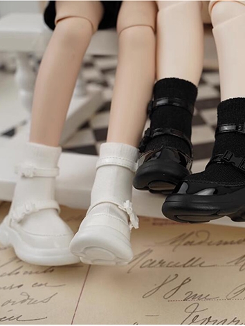 ドール用お靴 ブーツ ブラック/ホワイト MSDサイズ人形用 BJD